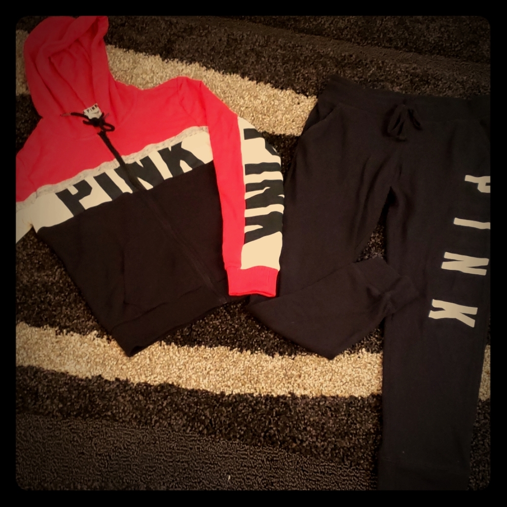 PINK ZipUp Hoodie and Jogger Sweats
